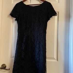 Laura Ashley Vintage Sweet Romanic Floral Lace "The Little Black Dress" Sz 12